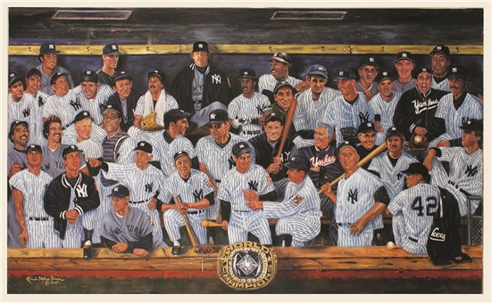 Stunning "80 Years of Yankee All-Stars" 3-Foot x 5-Foot Oil Painting by Robert Stephen Simon